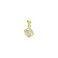 Clear CZ Gold Diamond Cube Cage Charm Pendant, Sku#LK1079