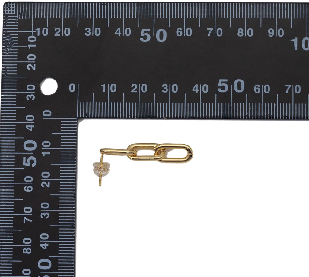 Gold Paperclip Chain Stud Earrings, Sku#J385