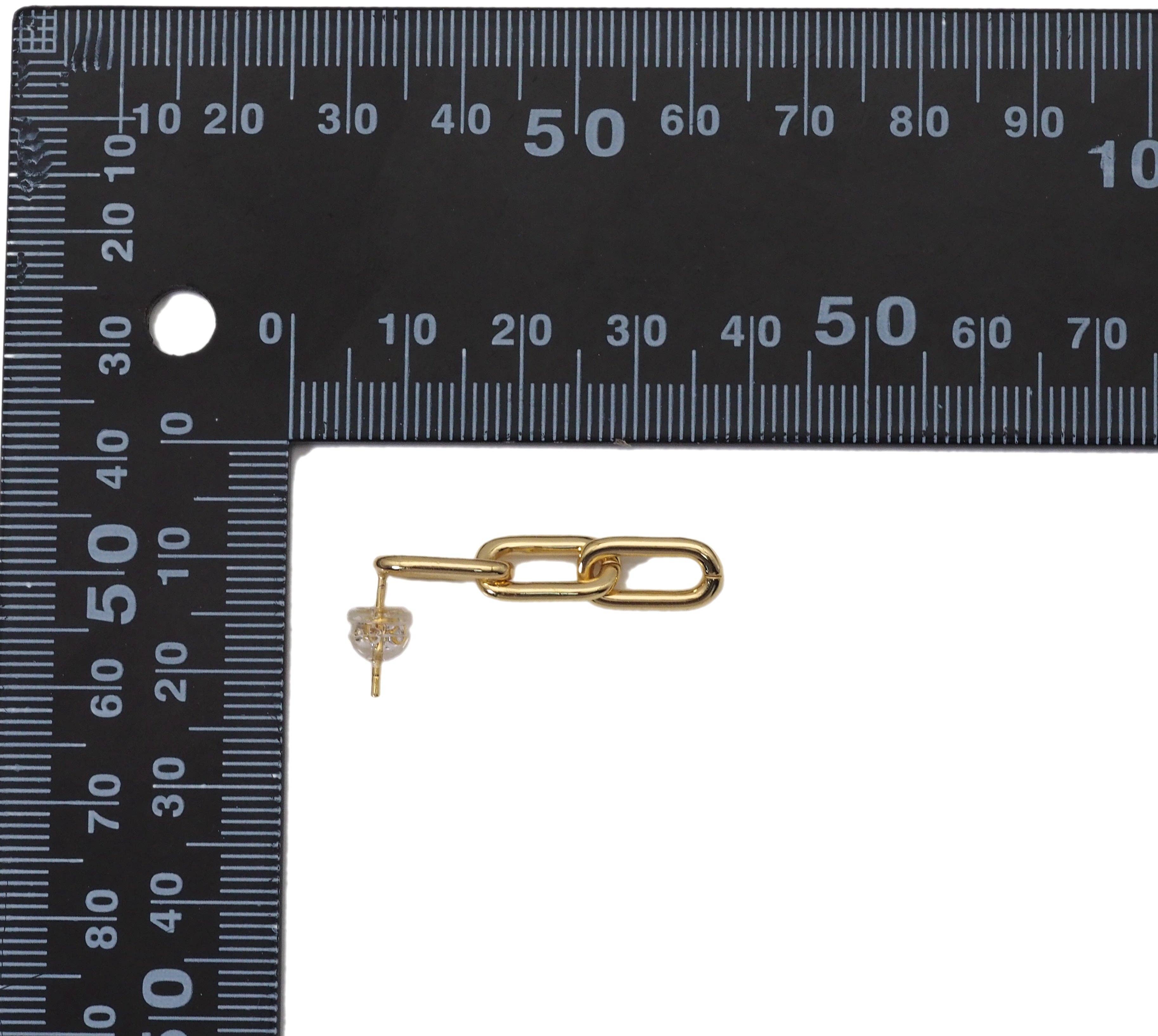 Gold Paperclip Chain Stud Earrings, Sku#J385