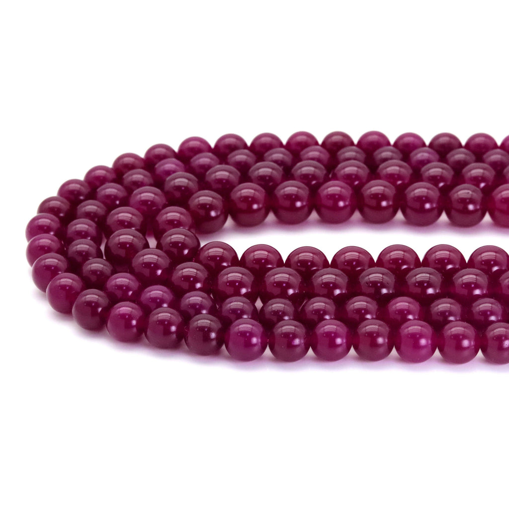 Round Smooth Magenta Color Jade, 6mm/8mm/10mm/12mm, sku#U1808