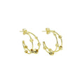 Gold Round Ball Double Lines Huggie Earrings, Sku#LX472