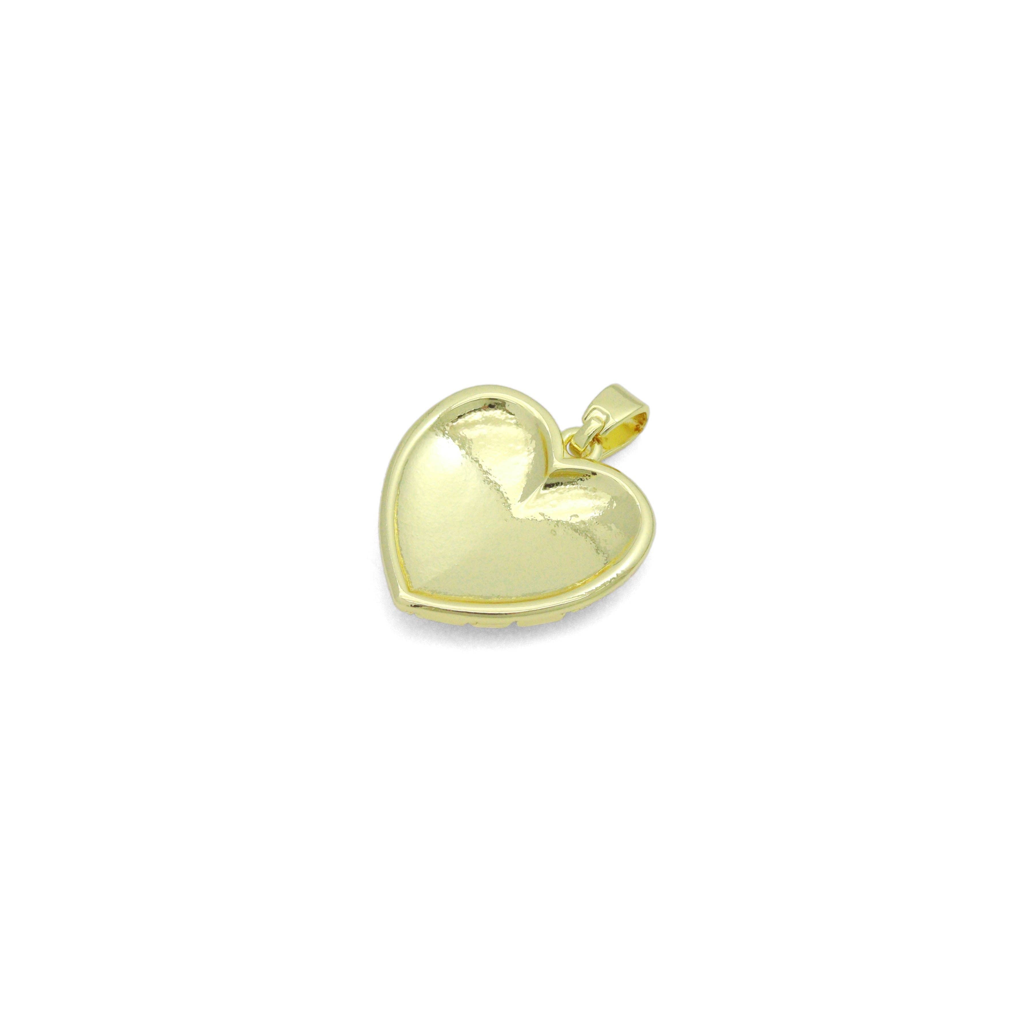 Gold Nugget Textured Heart Charm Pendant,Sku#LX855