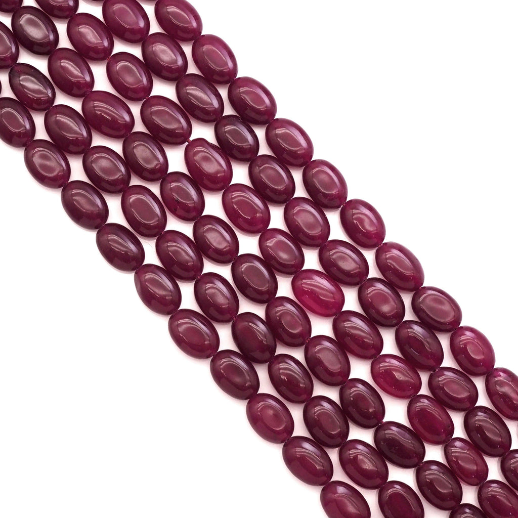 Ruby Jade in Flat Oval Smooth Beads, Sku#U1773