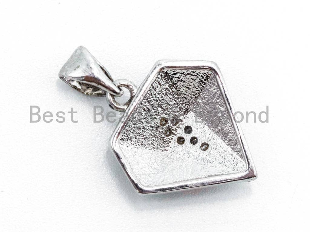 CZ Abalone Micro Pave diamond shaped Pendant, Cubic Zirconia Abalone Charm/Pendant, Jewelry Findings,14x16mm, sku#Z40