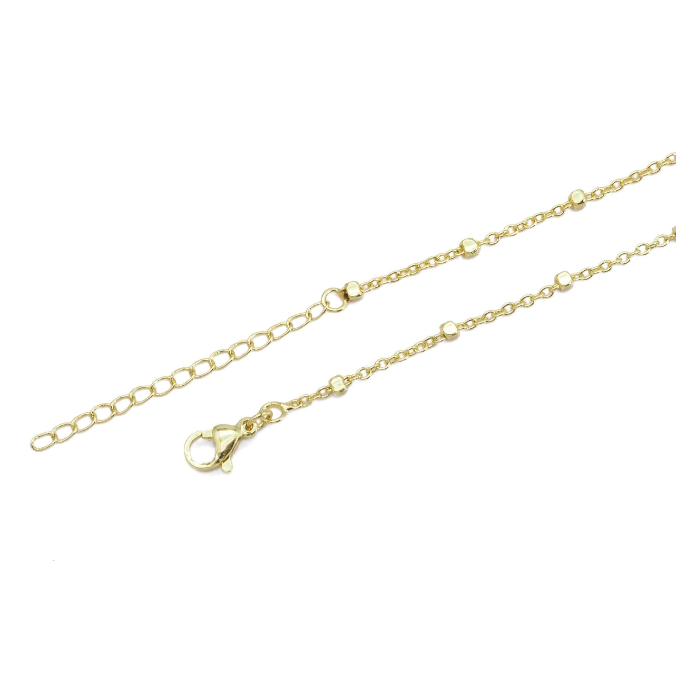 Dainty Gold thin satalite cube Adjustable Necklace, Sku#LD490