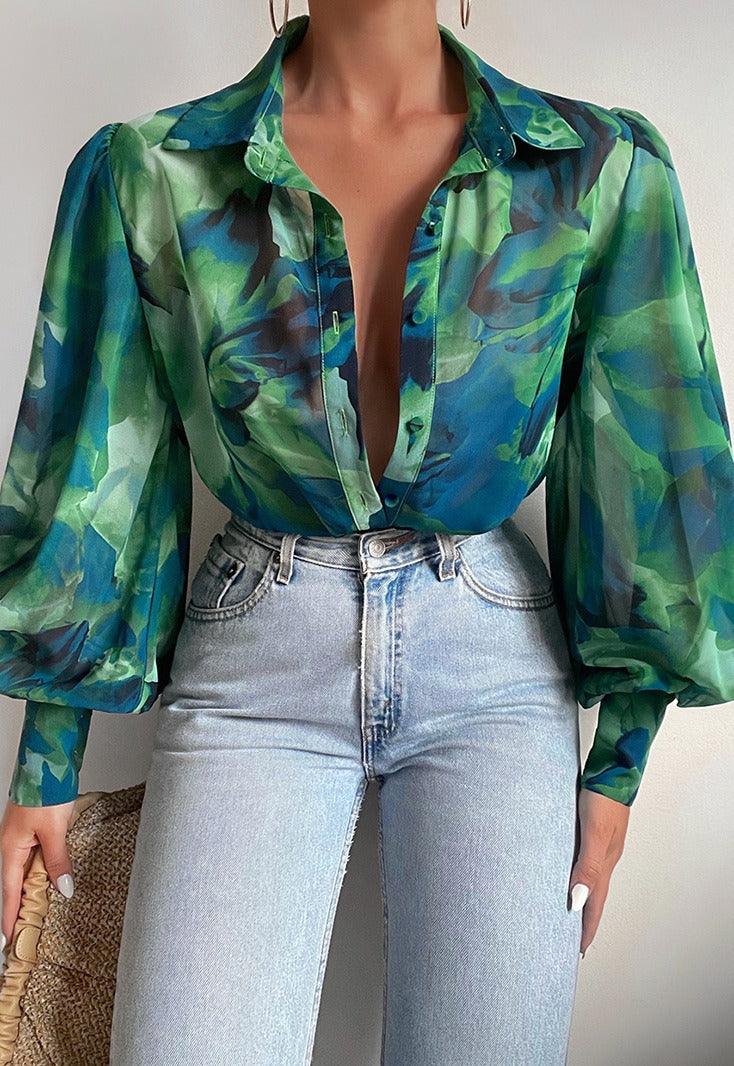 Haut décontracté à manches longues et à simple boutonnage | Mode cow-girl colorée pour tous les jours