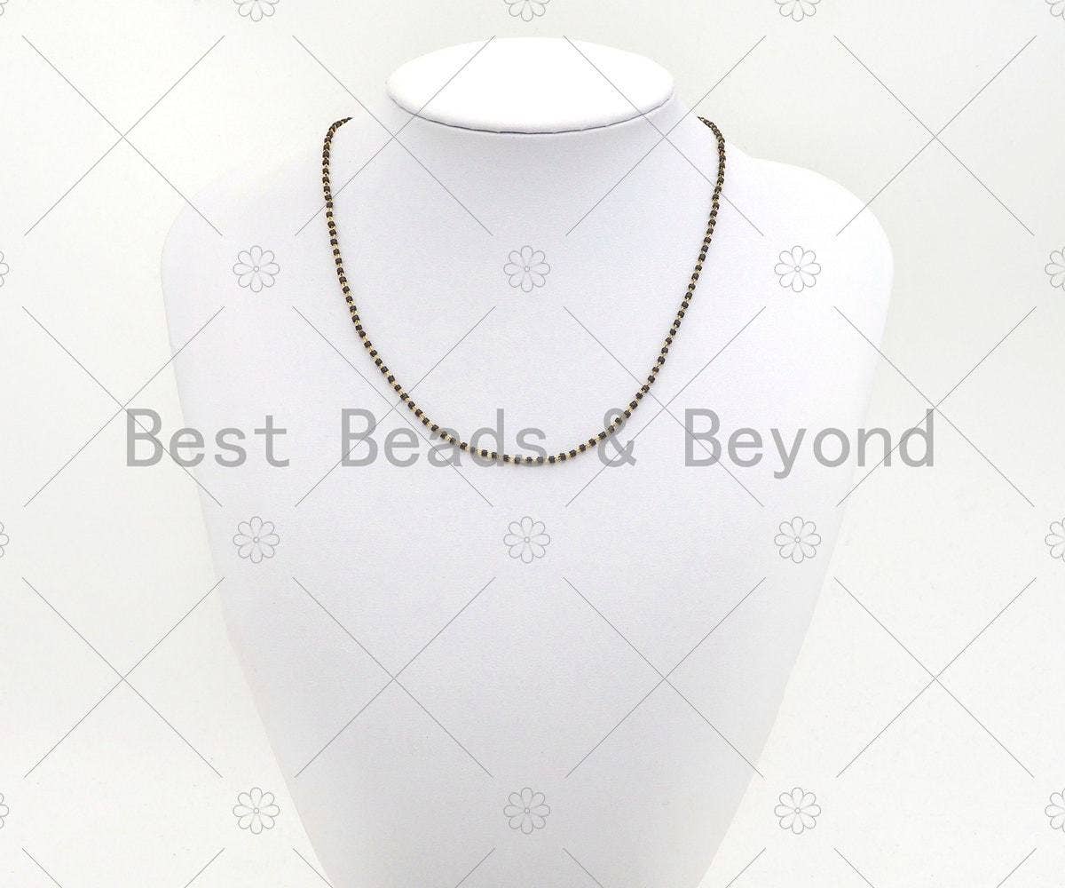 18 Dainty Gold Black Chain Necklace, Layering Necklace,