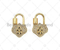 18K Gold Micro Pave Shield Lock Shape Clasp, Gold Shield Lock, Shield Shape Clasp,Pave Lock,18x28mm,sku#K146