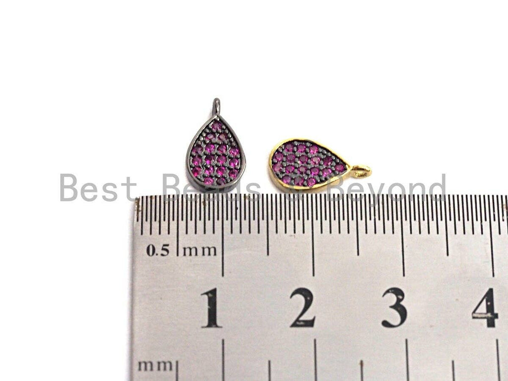 Fuchsia CZ Micro Pave Teardrop Shaped Pendant/Charm, Cubic Zirconia Pendant Charm,7x12mm,sku#Z542