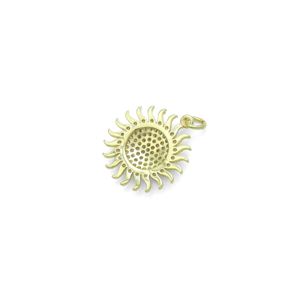 Clear CZ Gold Sunflower Charm Pendant, Sku#L722