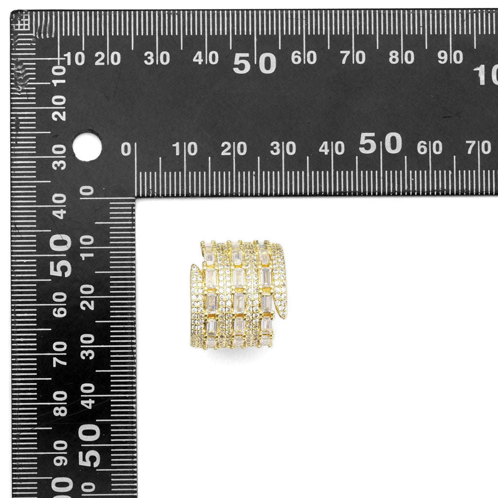 Gold Baguette CZ Statment Adjustable Ring, Sku#Y789