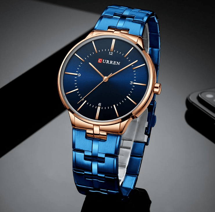 Montre étanche pour homme avec bracelet étincelant, disponible en cinq designs modernes – le cadeau parfait pour l'être cher.