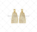 CZ Micro Pave Bell Shape Pendant, 18K Gold Filled Cubic Zirconia Charm, Necklace Bracelet Charm Pendant,12x22mm, Sku#LK474