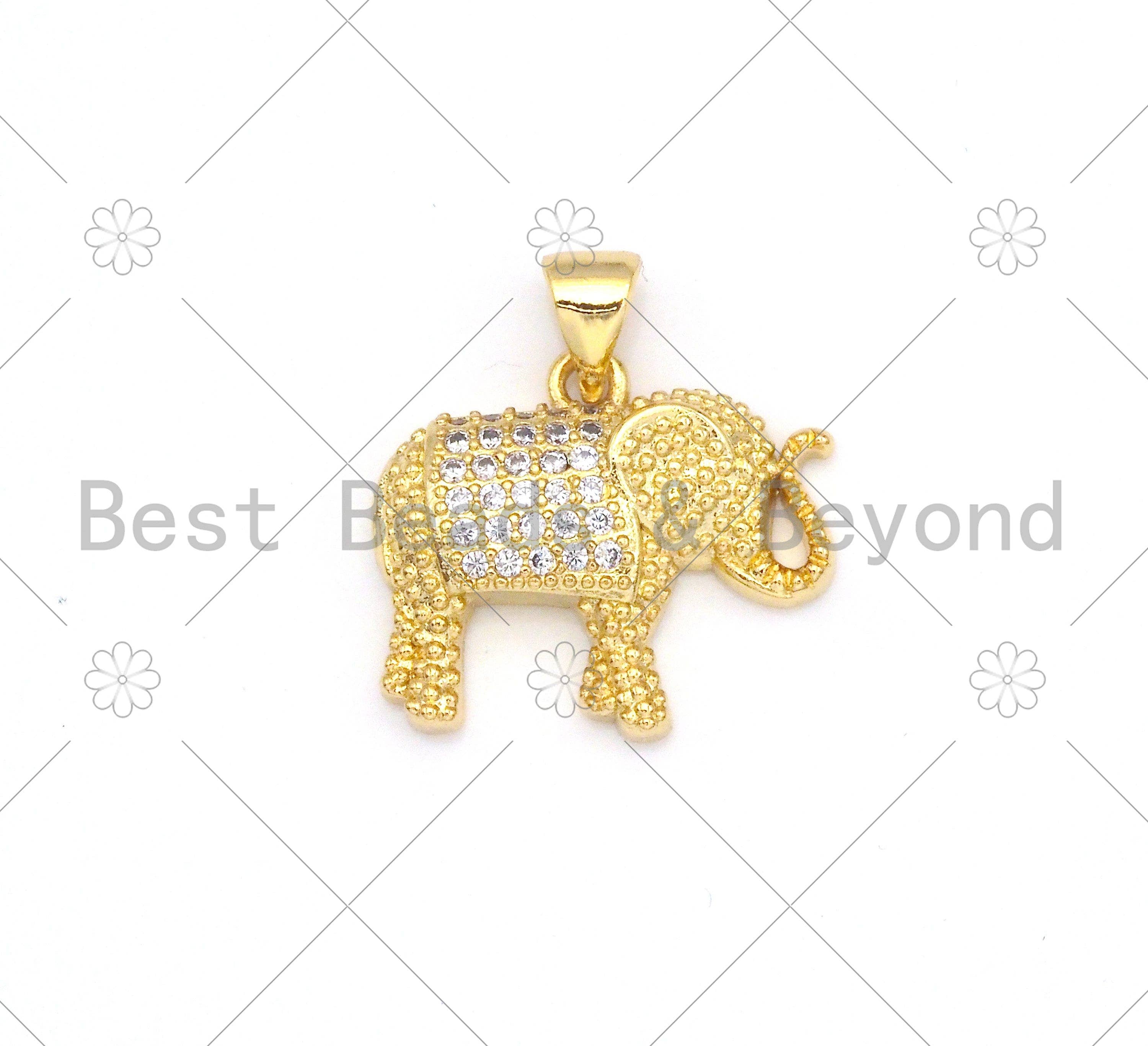 CZ Micro Pave Elephant Shape Pendant/Charm,18K Gold Filled Elephant Charm, Necklace Bracelet Charm Pendant,19x17mm,Sku#LK377