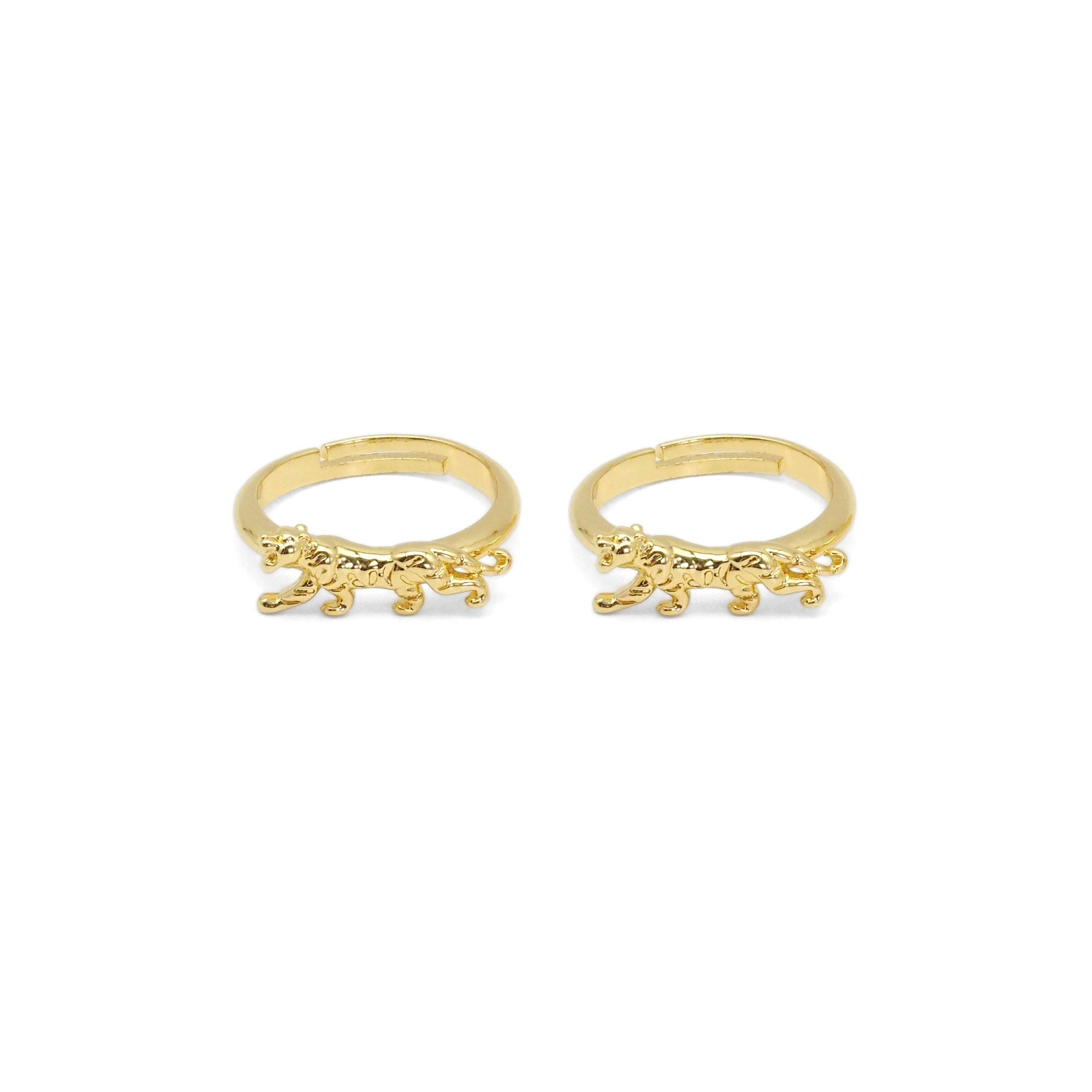 Thin Leopard Panther Adjustable Ring, Sku#LX294