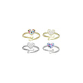 Clear Colorful CZ Heart Adjustable Ring, Sku#A384