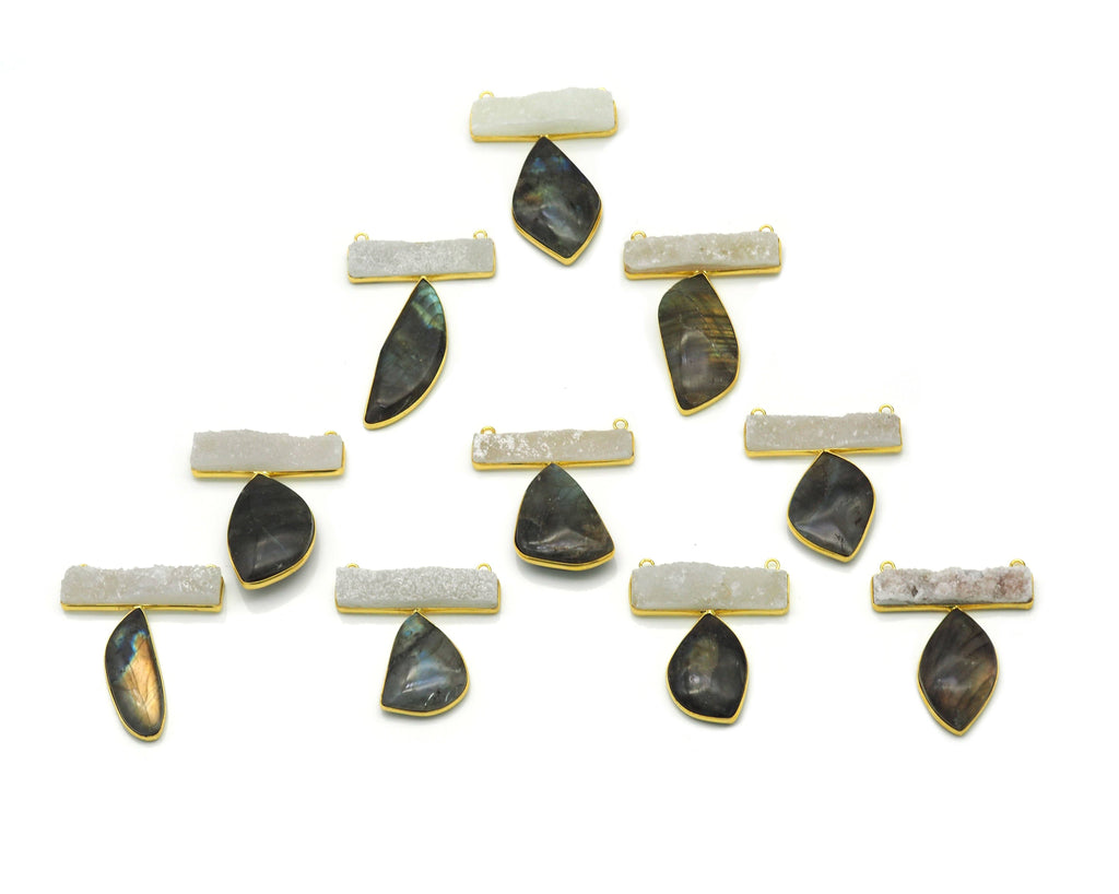 Labradorite with Druzy Pendant, Sku#YT27