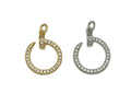 Gold silver CZ Nail Circle Charm, Sku#F1471