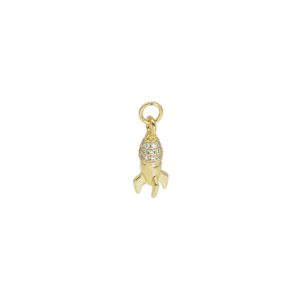 Gold CZ Rocket Charm, Sku#Y872