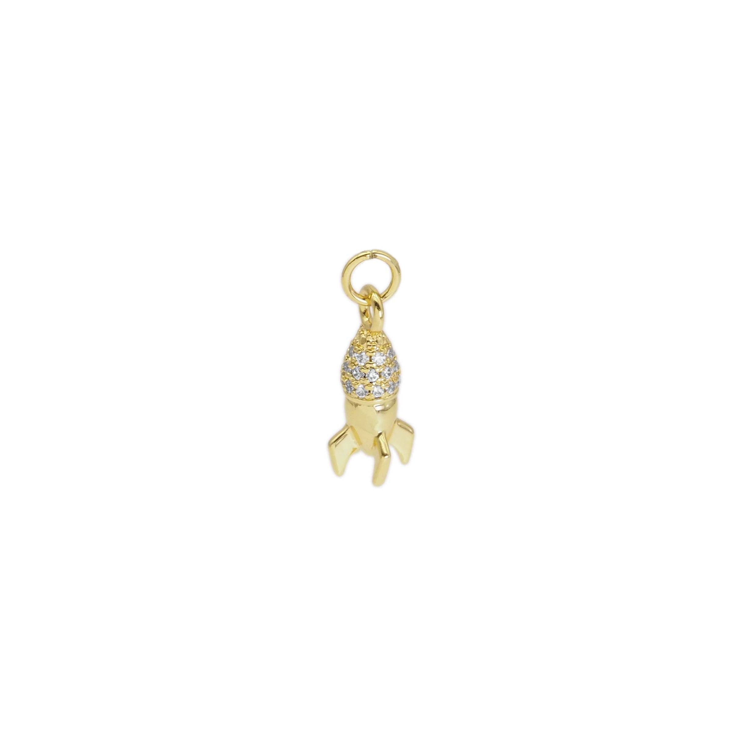 Gold CZ Rocket Charm, Sku#Y872