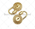 18K Gold Filigree Style Round Lock Clasp, Gold Fancy Lock, Chain Clasp, Screw Lock,16x28mm,sku#K143