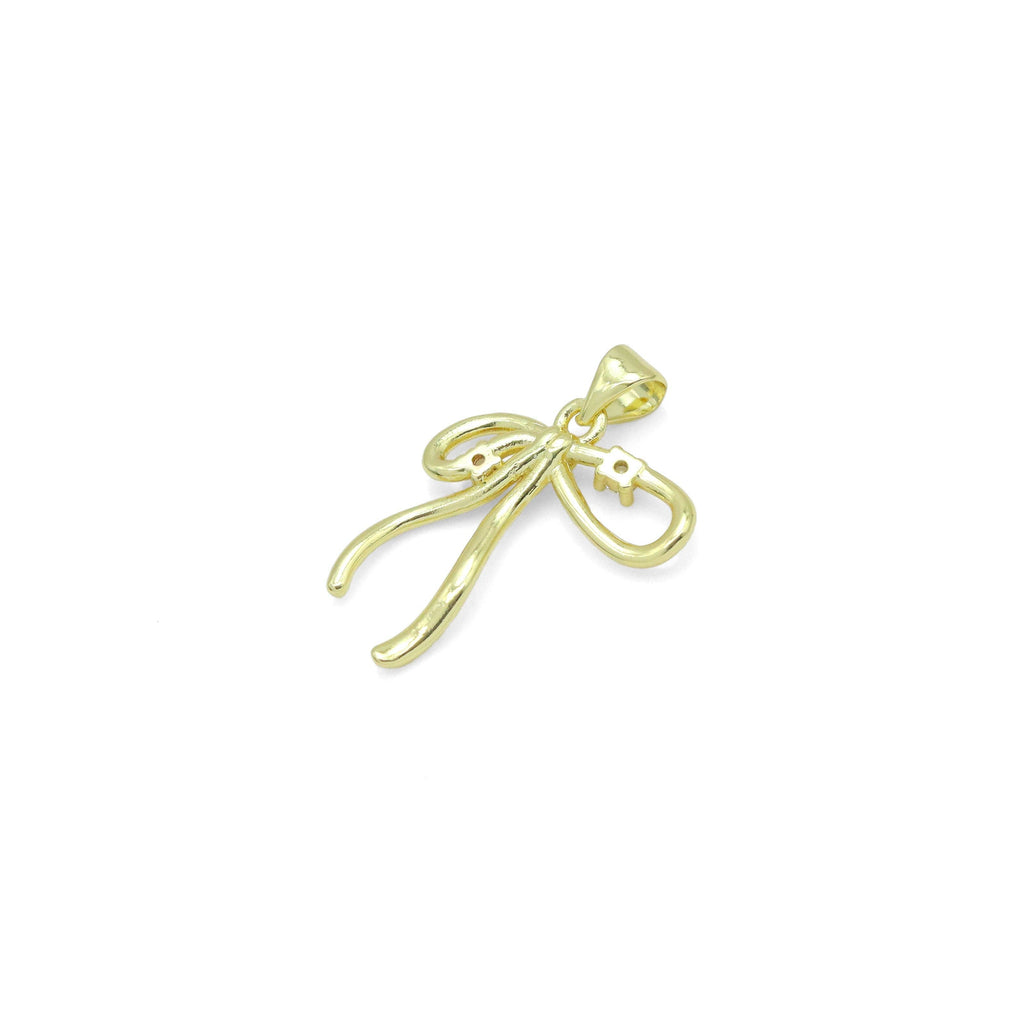 Clear CZ Gold Bowk not Charm Pendant, Sku#LK1021