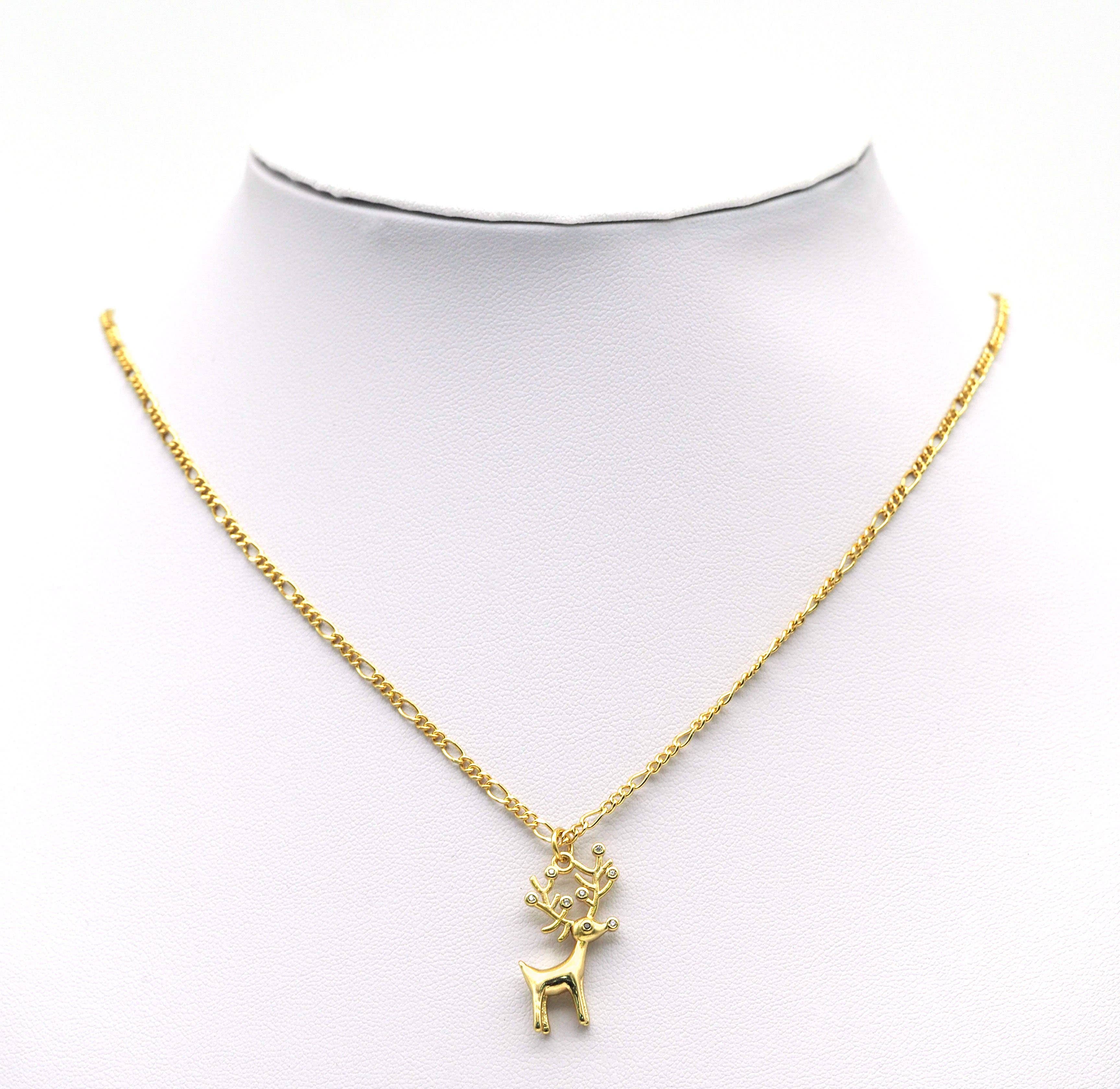 CZ Christmas Reindeer Charm, Sku#F1486