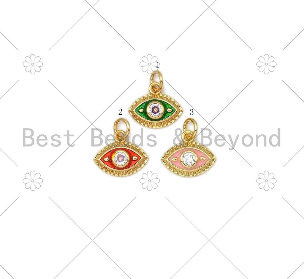 CZ Micro Pave Colorful Enamel Evil Eye Shape Pendant,12x10mm,Sku#Z1399