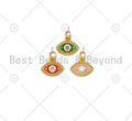 CZ Micro Pave Colorful Enamel Evil Eye Shape Pendant,12x10mm,Sku#Z1399