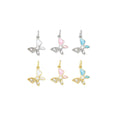 CZ Pave Mother of Pearl Inlay Butterfly Charm Pendant, Sku#WL8