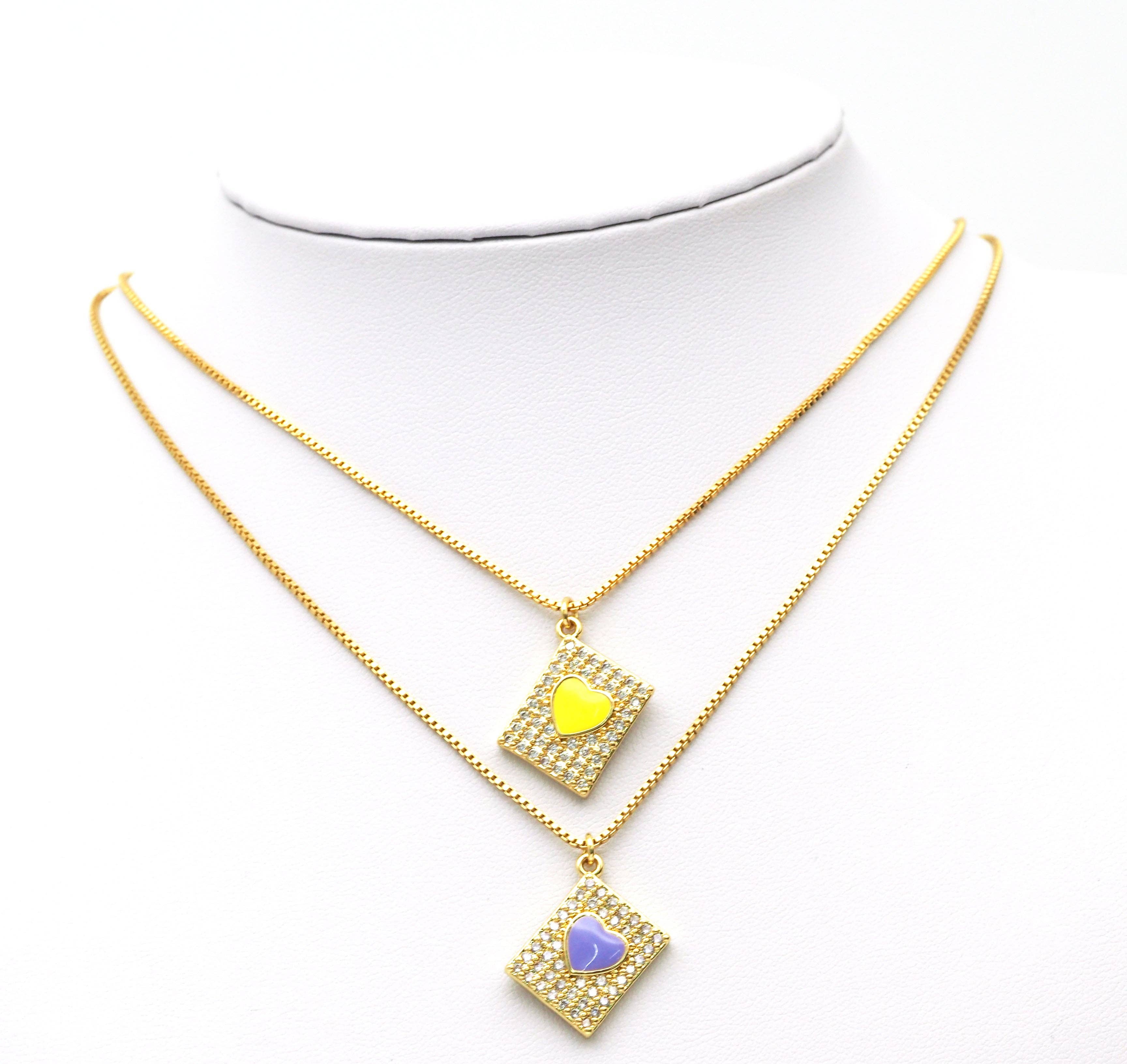 CZ Enamel Heart Charm, Sku#JL85