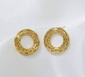 Filigree Gold Donut Stud Everyday Earrings, Sku#LK741