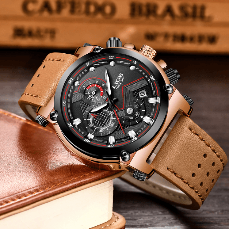 Montre Moderne Étanche pour Homme avec Bracelets en Cuir, Boîtier en Acier Inoxydable, Excellent Look, Cadeau Parfait
