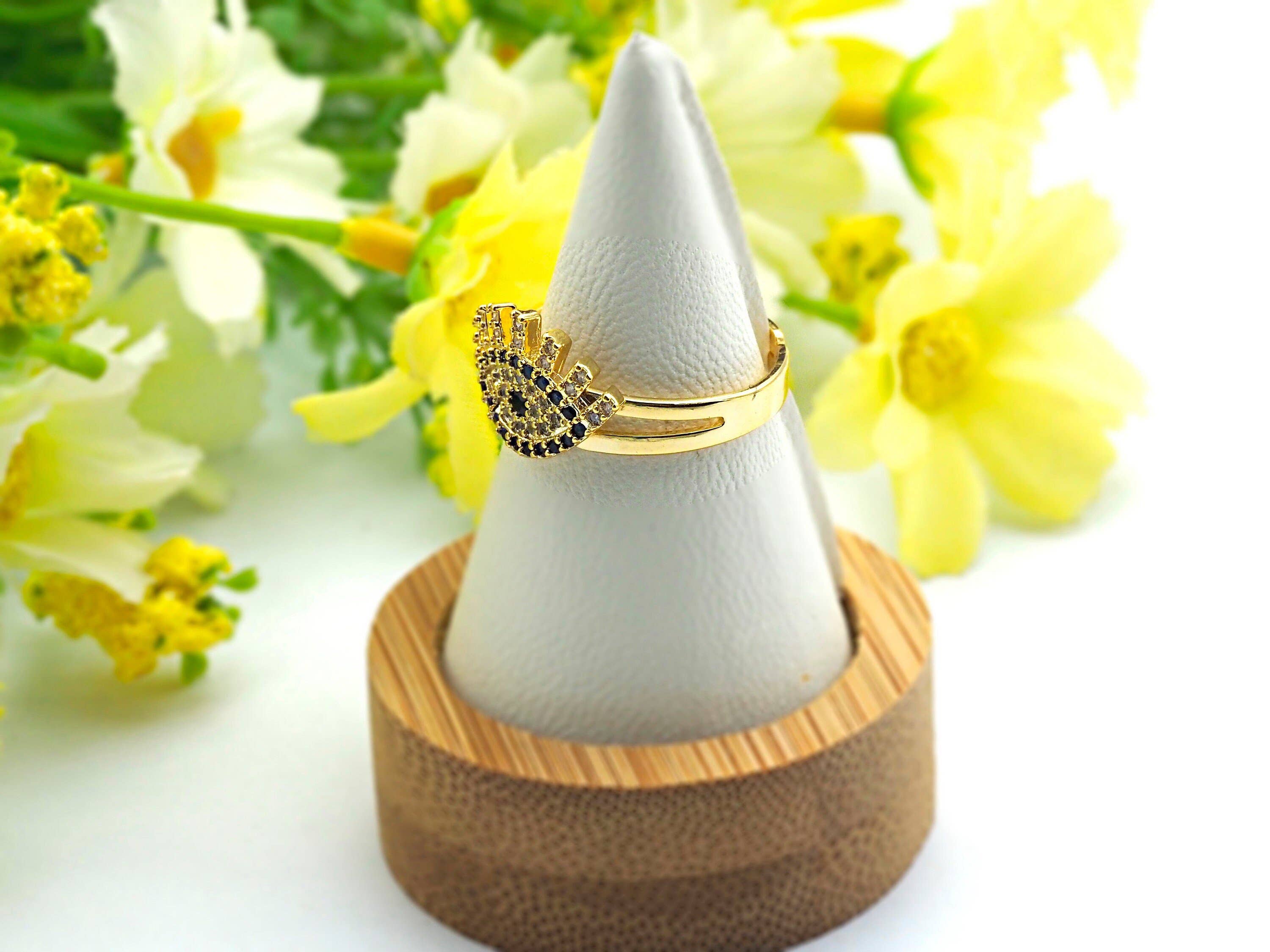 CZ Evil Eye With Long Eyelash Adjustable Ring, SKu#X14