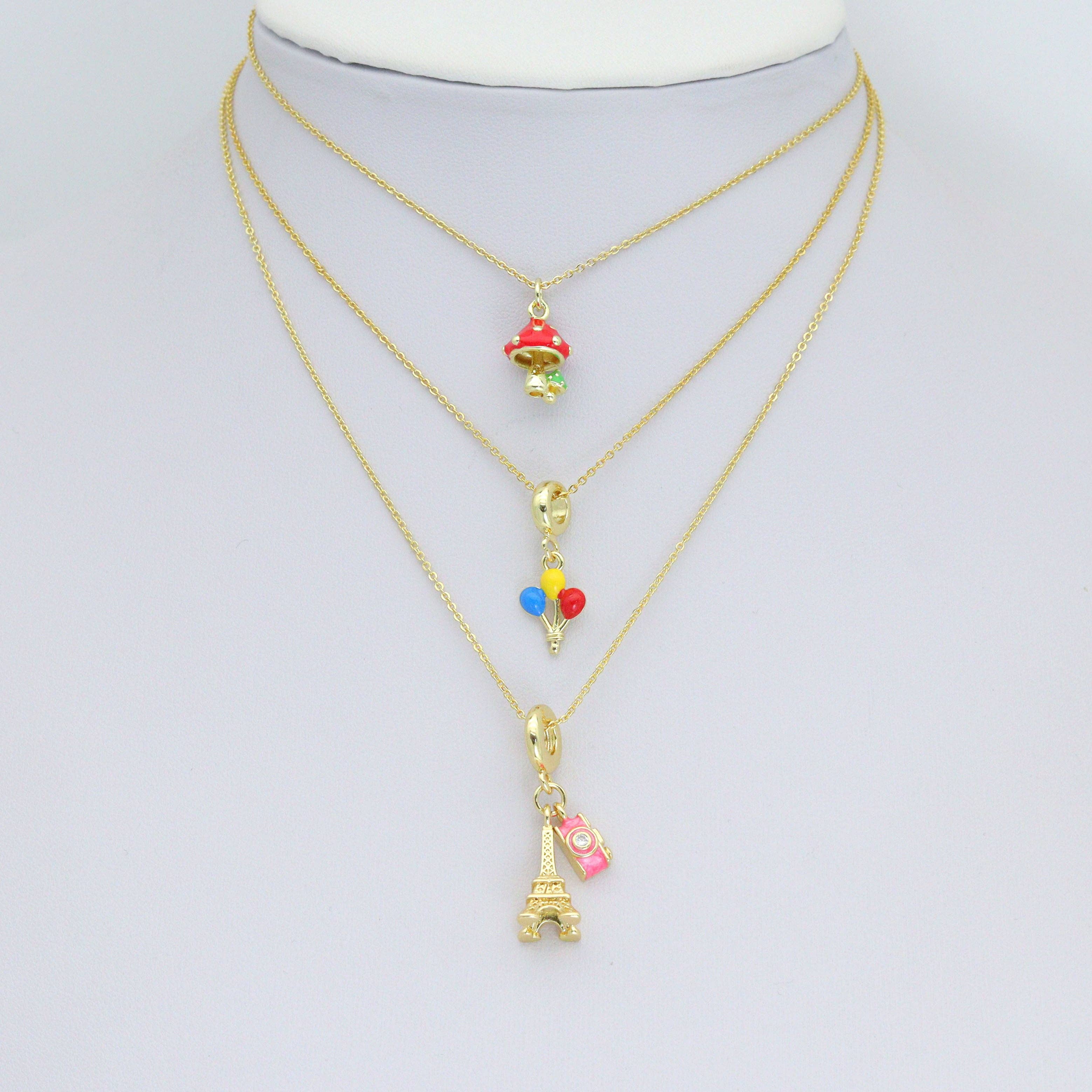 Moon Balloon Eiffel Tower Camera Mushroom Charm sku#LD735
