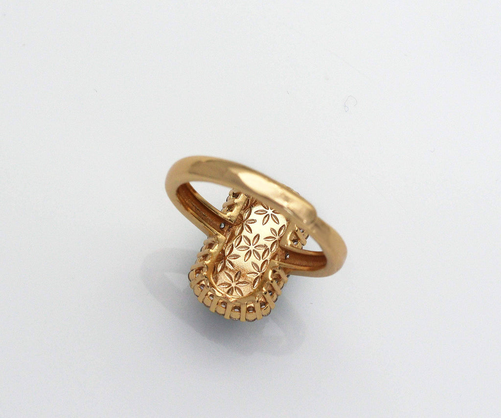 CZ Rectangle Green Jade Adjustable Ring, Sku#LX56