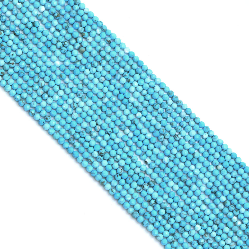 Blue Turquoise Faceted Round Beads, Sku#U1831