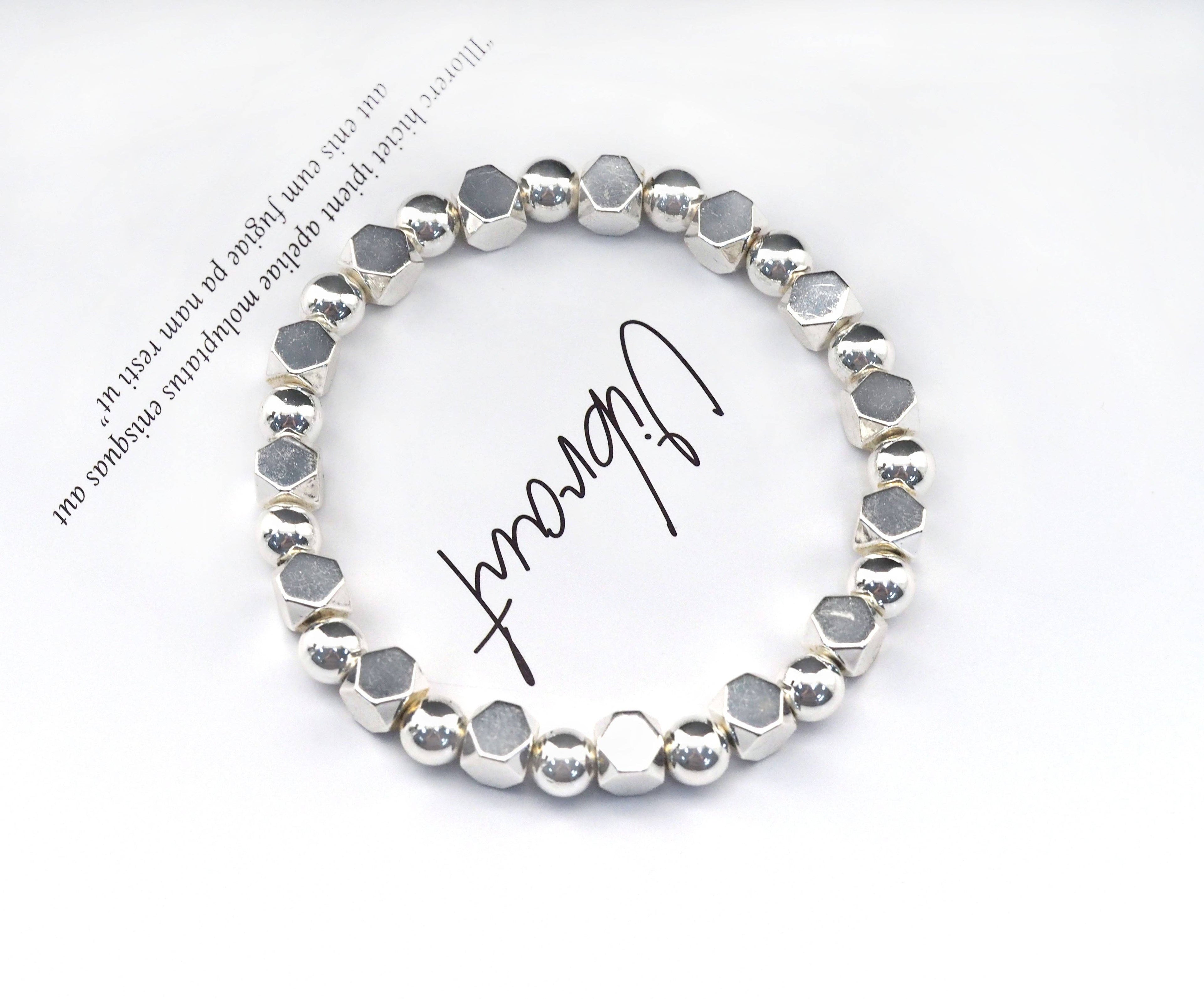 Gold Silver Mixed Round Cube Hematite Bracelet, sku#EF223
