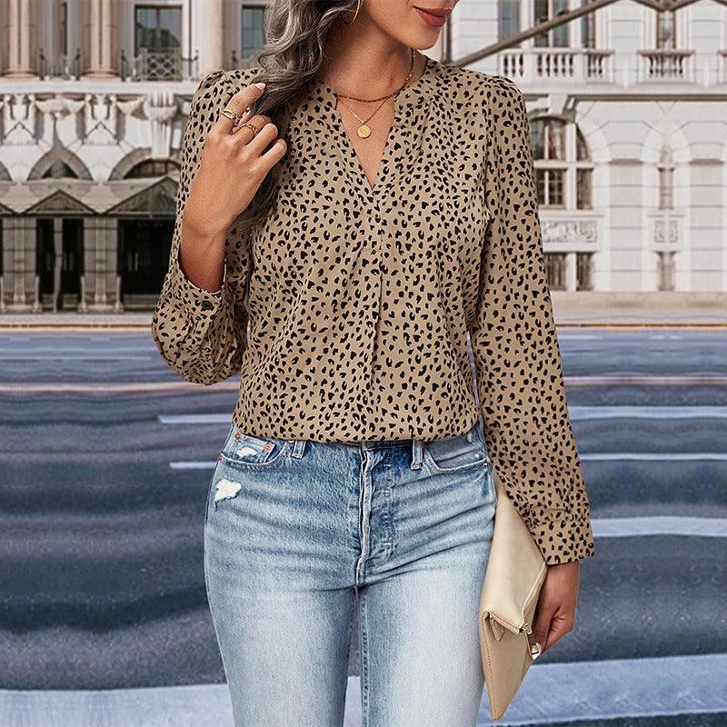 Haut à imprimé léopard Wild West – Haut de cow-girl tendance à manches longues pour femmes élégantes