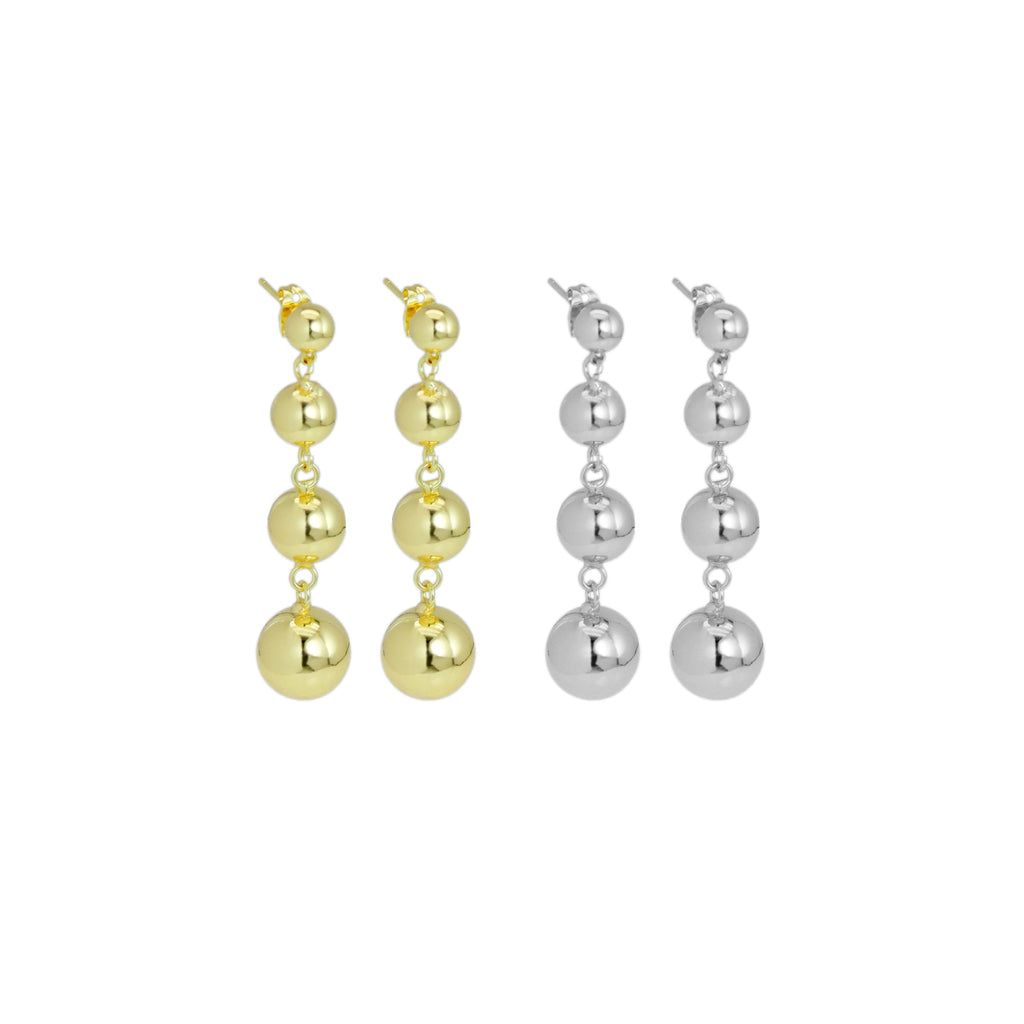 Gold Silver Ball Dangle Earrings, Sku#JL200