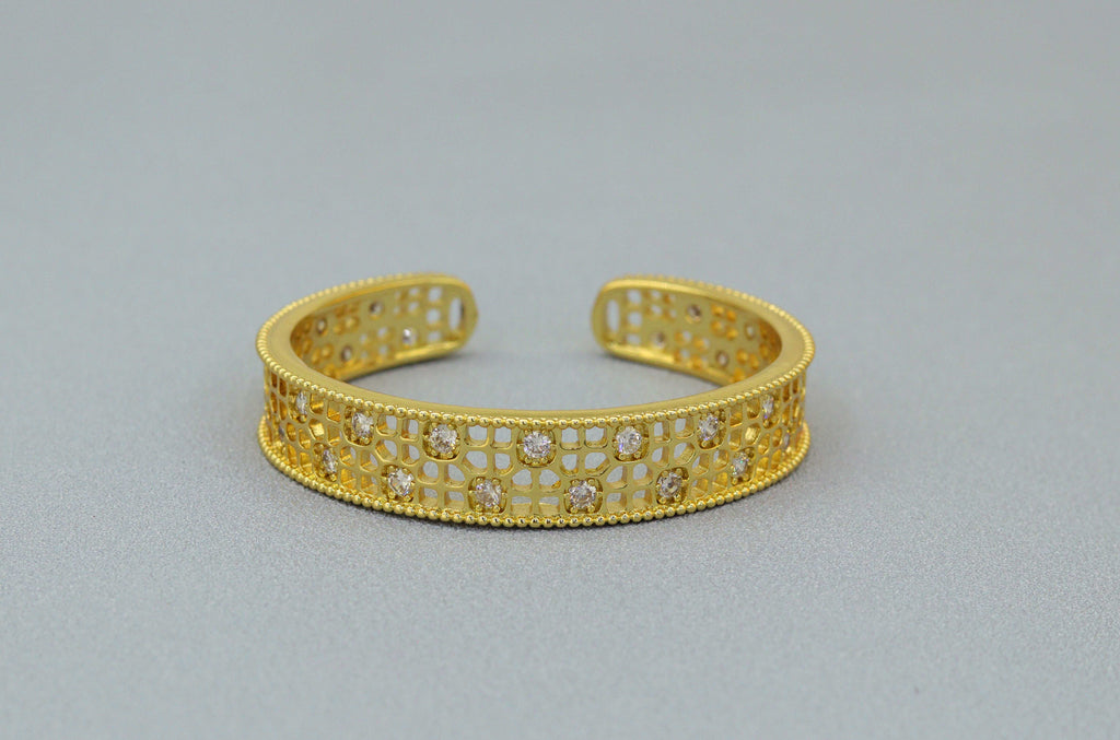 Thick Band Filigree Style Cuff Bracelet, Sku#B150