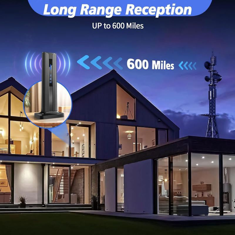 Ultimate Smart HDTV Antenna - Indoor/Outdoor, Amplified Signal Booster, 5M Cable & 3M Double-Sided Tape, Supports 4K & 1080P for All TVs