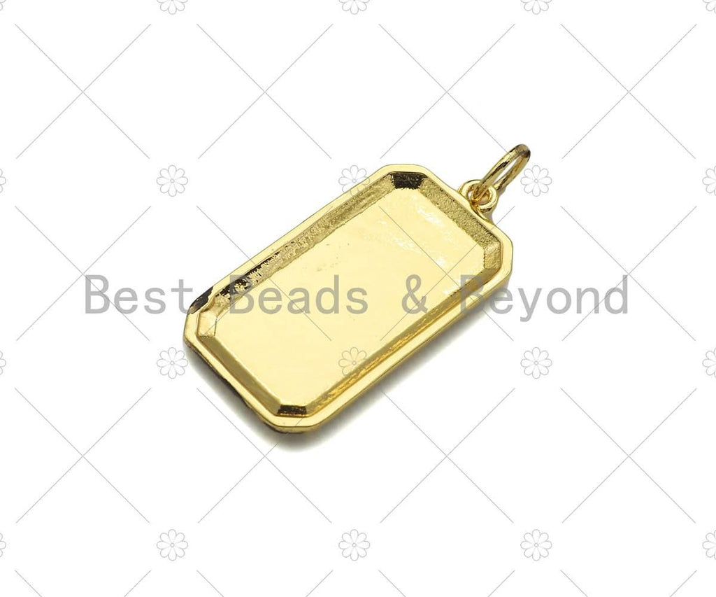 Gold Filled Wolf Moon On Rectangle Shape Pendant,18K Gold Filled Medallion Charm, Necklace Bracelet Charm Pendant,15x28mm,Sku#Z1350