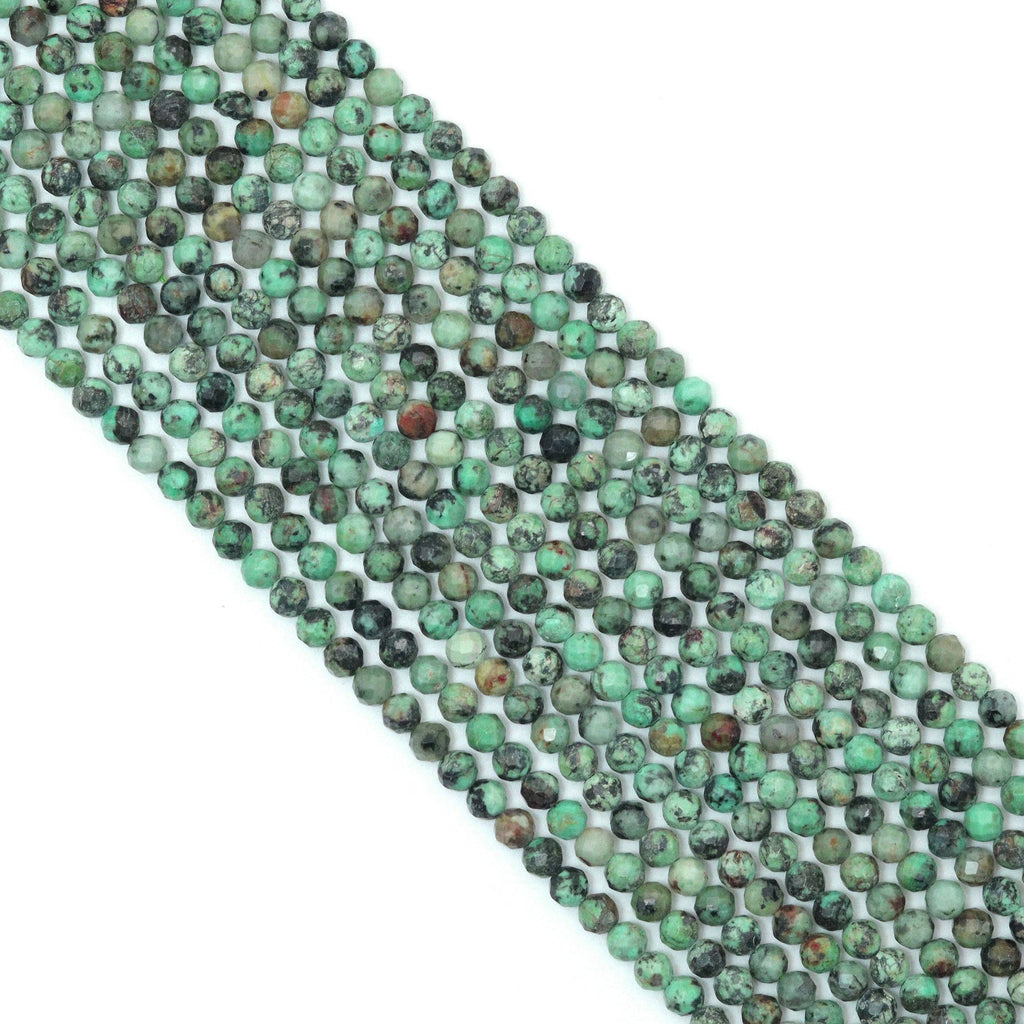 Genuine Afrian Turquoise Round Faceted Beads, Sku#U2200