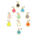 Colorful Enamel CZ Gold Cute Smile Face Charm, Sku#LX141