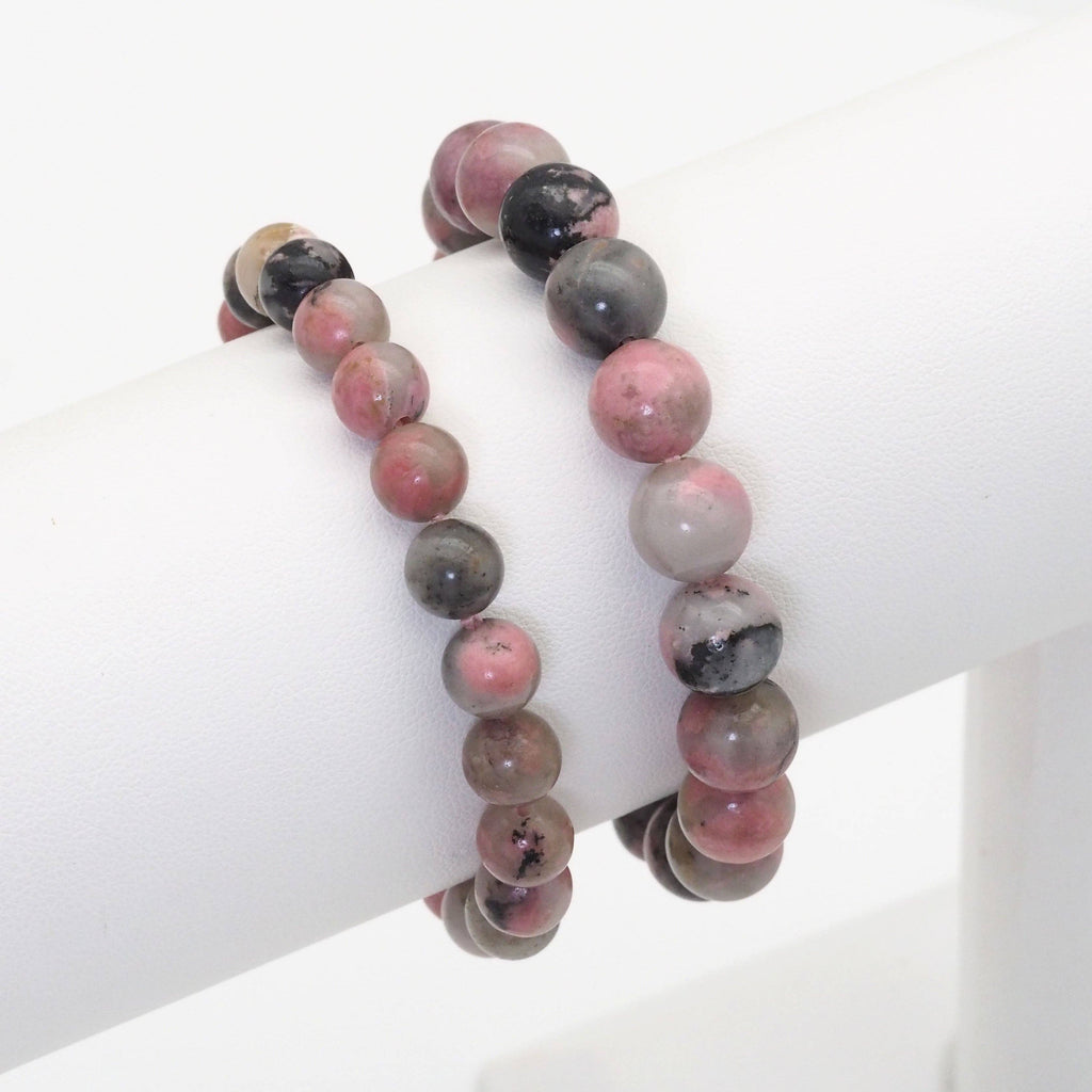 Genuine Rhodochrosite Round Smooth Stretchy Bracelet, 8mm/10mm, Sku#EF370