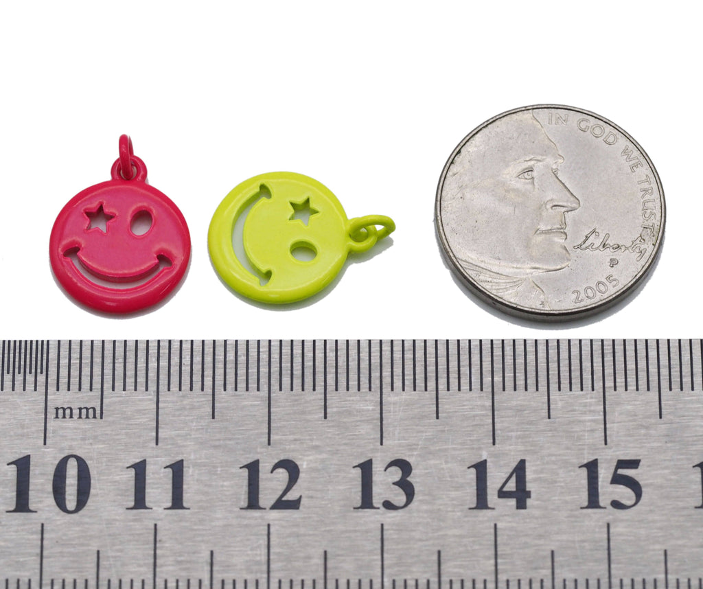Enamel Star Eye Smiley Face Charm, Sku#L709