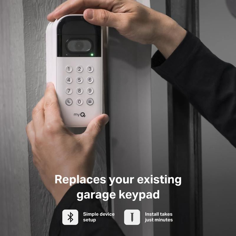 Myq Smart Garage Door Video Keypad with Wide-Angle Camera, Customizable PIN Codes, and Easy Access to Garage via Myq App, Compatible with Liftmaster, Chamberlain, and Craftsman Openers. See & Control Your Garage from Anywhere.