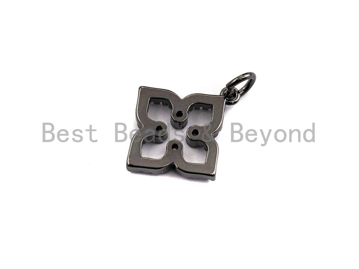 CZ Micro Pave Clover Flower Pendant/Charm, frame flower charm,sku#Z571