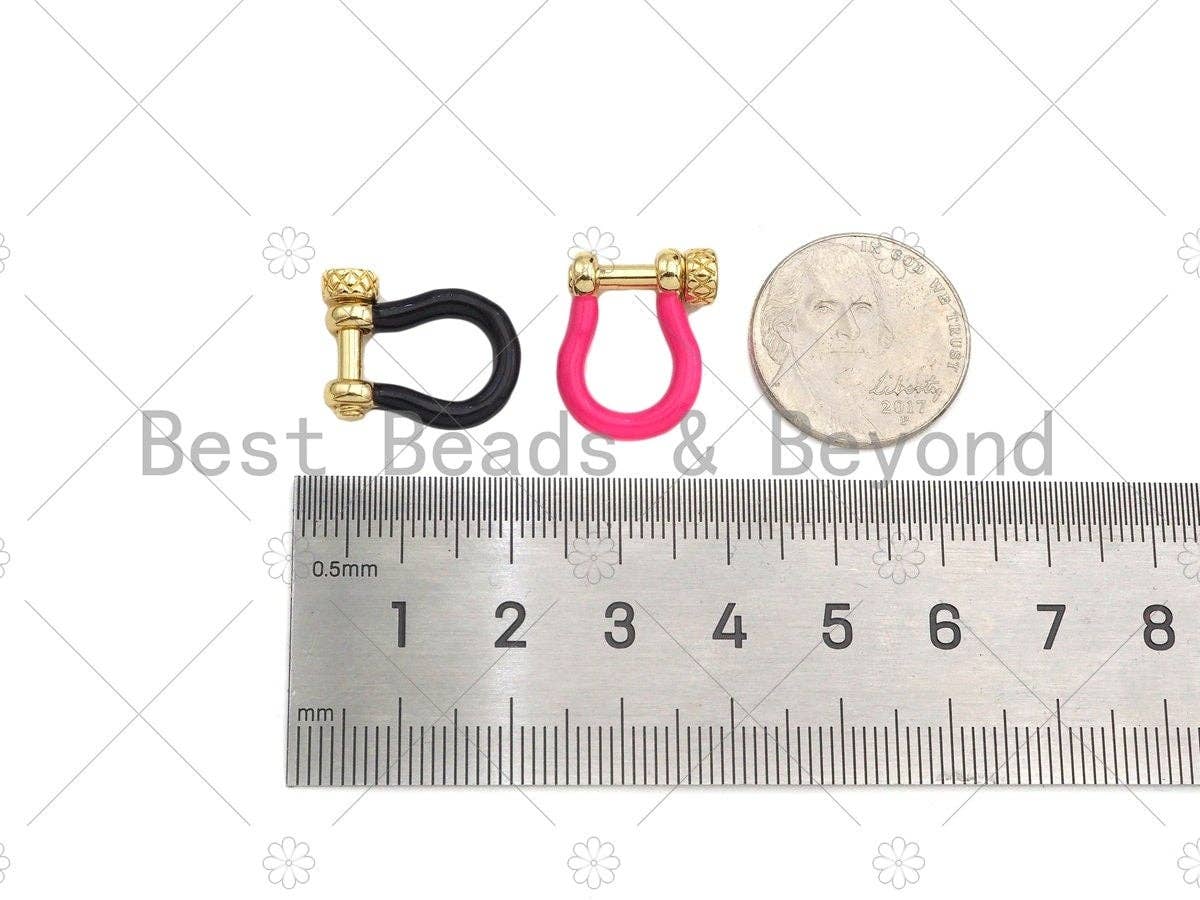 Enamel U Shape clasp, Enamel Buckle Clasp, White/Black/Royal Blue/Red/Pink Screw Clasp, Buckle Clasp, 14x18mm, Sku#K176